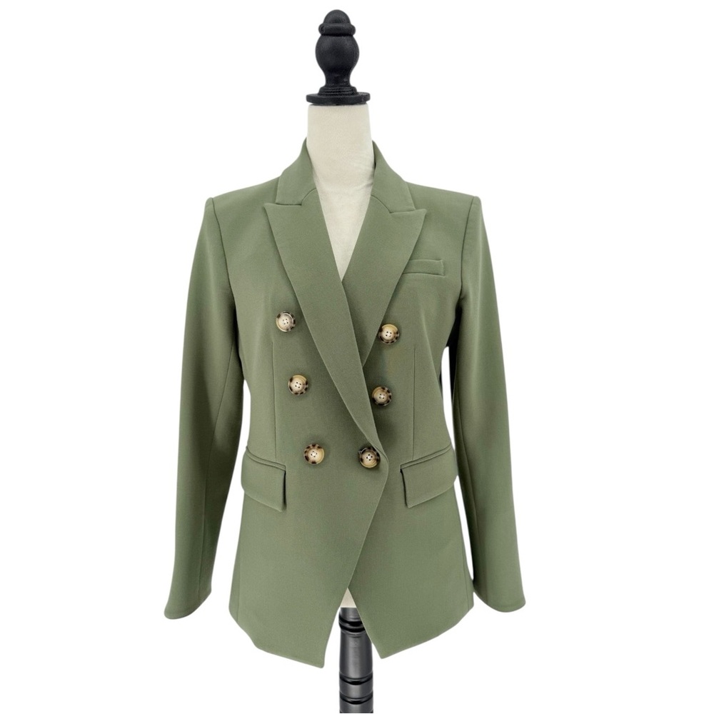 Veronica Beard Miller Dickey Jacket Stone Army Green Classic Blazer Size 8 - Picture 4 of 16